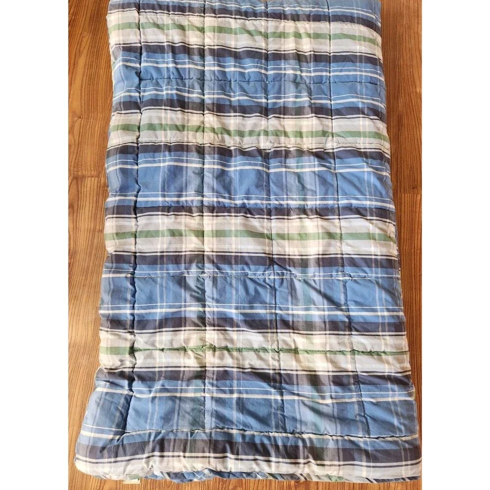 Vintage LL Bean Plaid Comforter Bedding Blanket 107x96 Inches King size Flaws Se